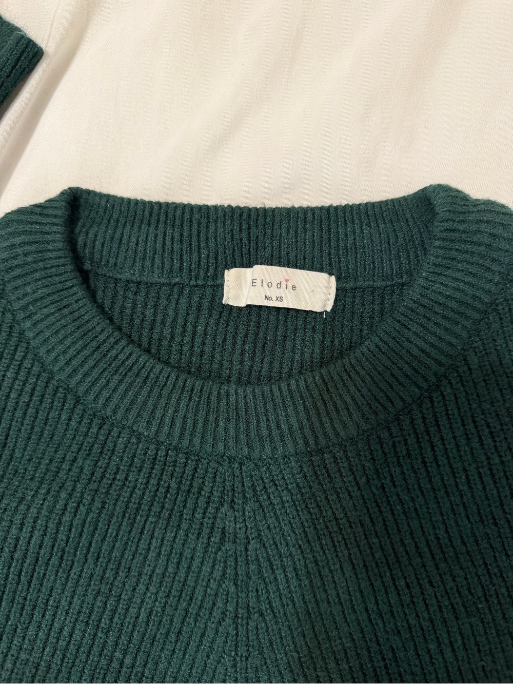 Elodie Deep Teal Ribbed Crewneck Sweater
